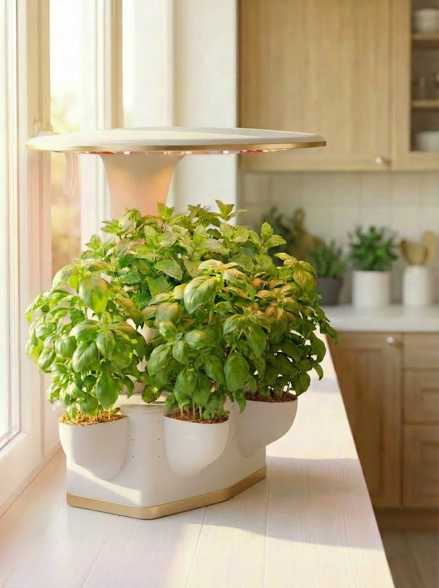 Hackade färska örter (dill, basilika, korriander, salvia)